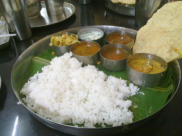 South Indian Thali, by Parvathisri, via Wikimedia Commons